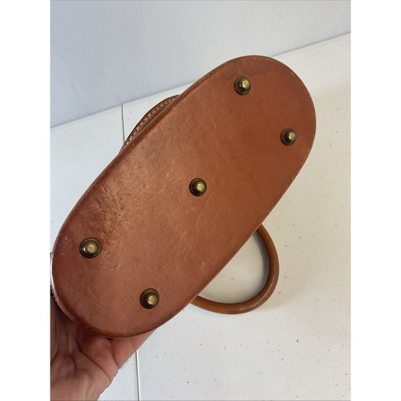 Dooney & Bourke Norfolk Satchel Crossbody Bag All Weather Leather Taupe Tan VTG - Picture 5 of 15